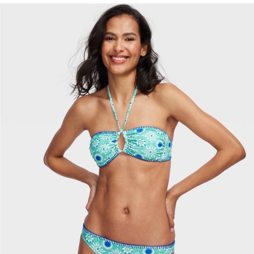 Roller Rabbit x Target Reversible Bikini Top only Teal Blue Size S NWT